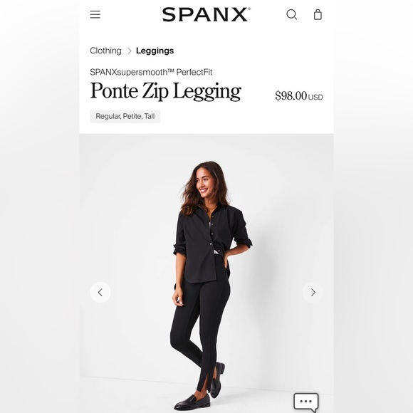 SPANX Pants - SPANX Supersmooth Black Zip Leggings